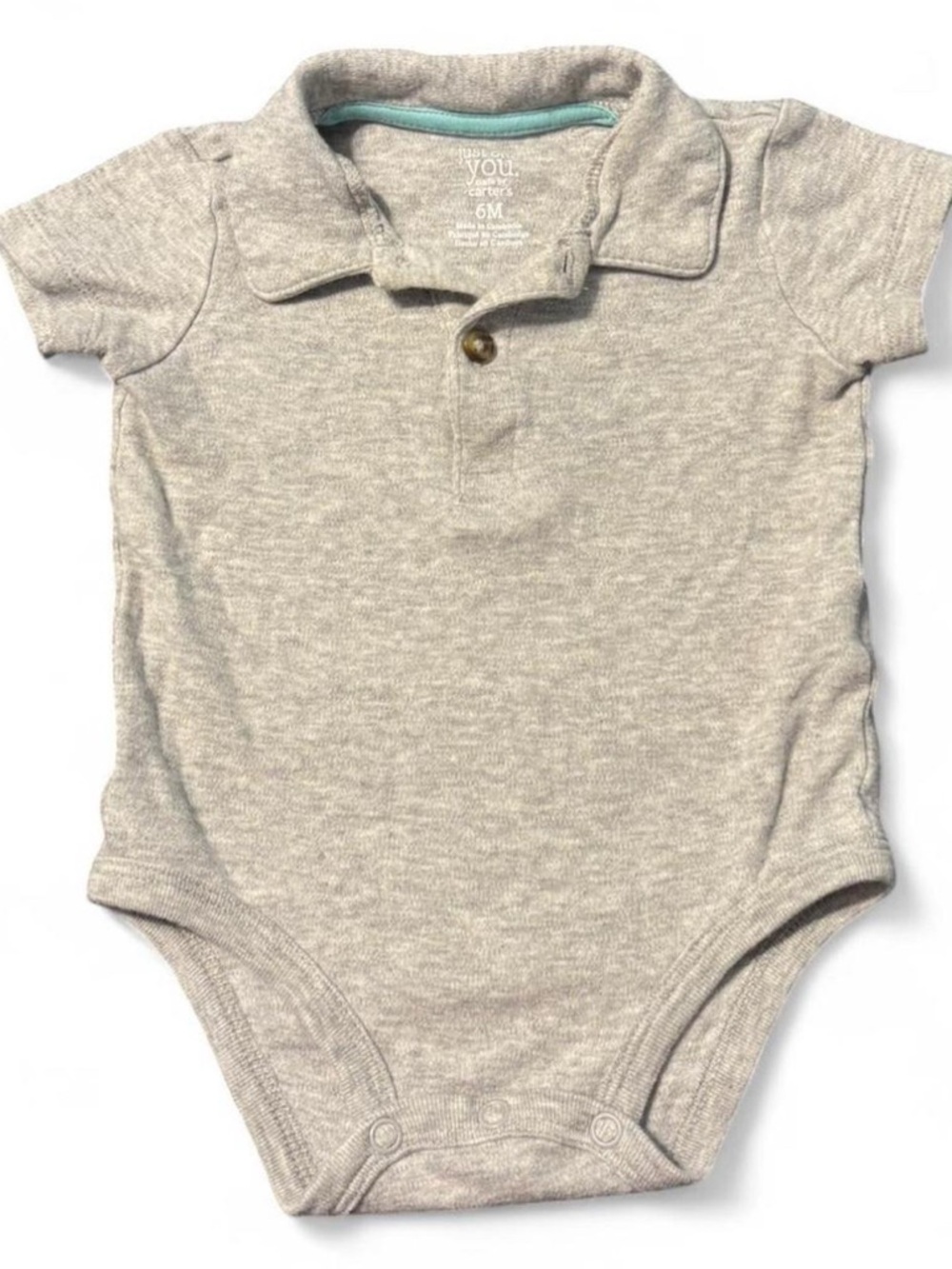 Carter's Heather Gray Polo One-Piece Bodysuit